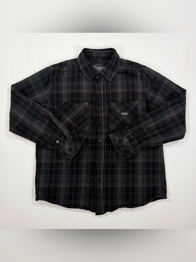 Sullen Art Collective Men S Plaid Flannel Button Up Shirt Black Grey Cotton